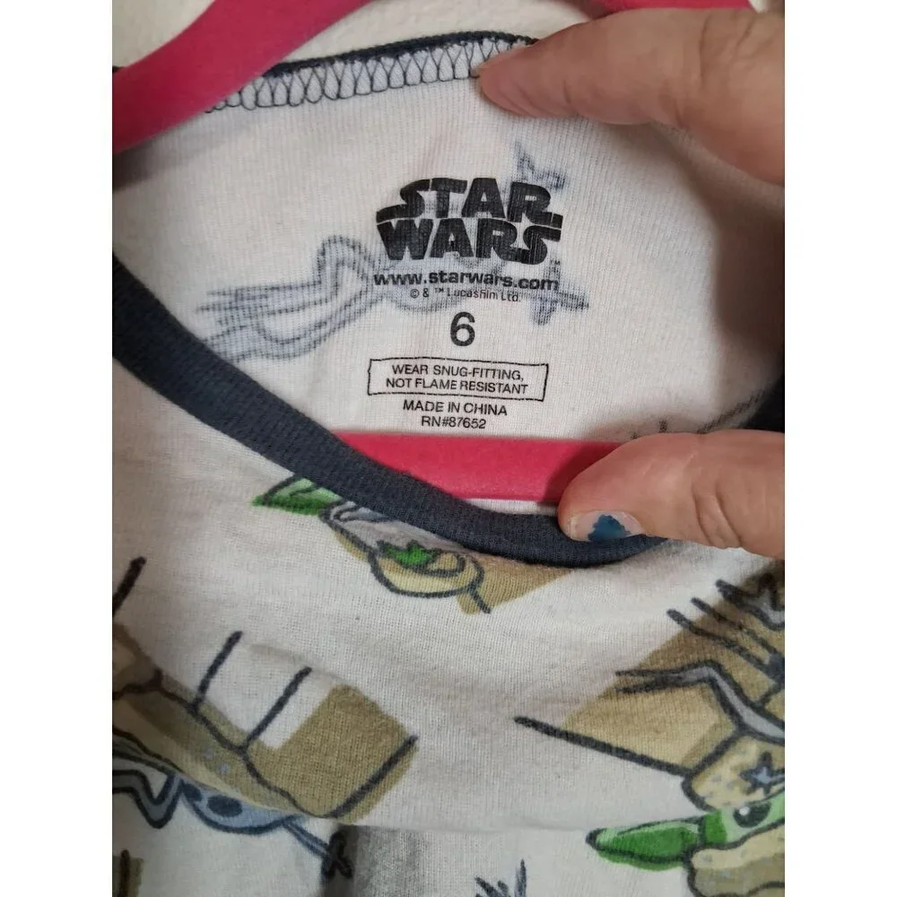 Star Wars Baby Yoda Mandalorian Pajama Set 2 Piece Cotton Unisex Size 6